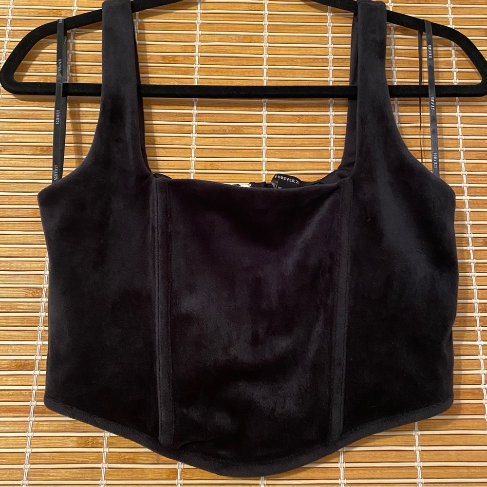 Forever 21 Elegant Black Velvet Corset Top